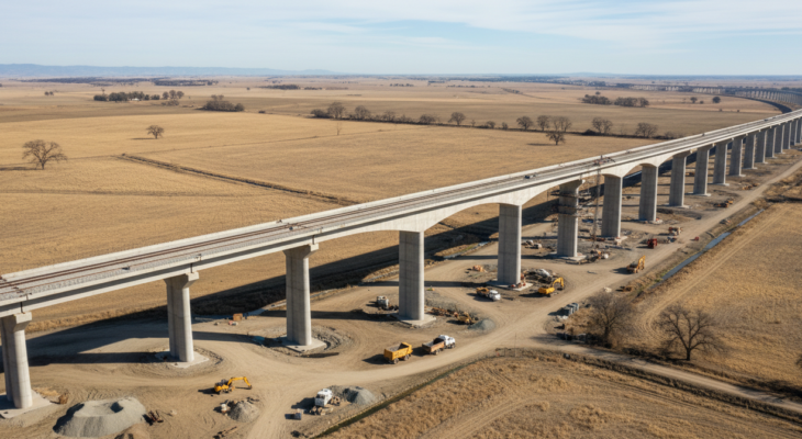 Kalifornská rychlovlak za 15 miliard dolarů je jen betonová poušť