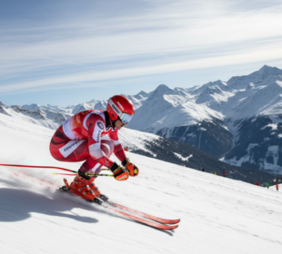 Švýcarský lyžař s klobásou místo medaile