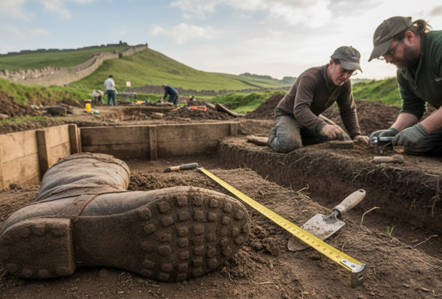 Obří římské boty z Hadriánova valu šokují archeology. Patřily skutečným velikánům?