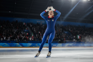 Italský rychlobruslař napodobil Curryho 'dobrou noc' a ukončil americký sen