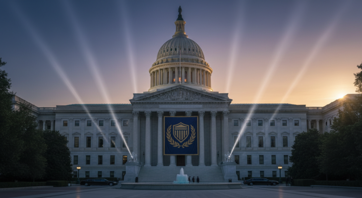 Trumpův banner na ministerstvu spravedlnosti vyvolává kontroverze