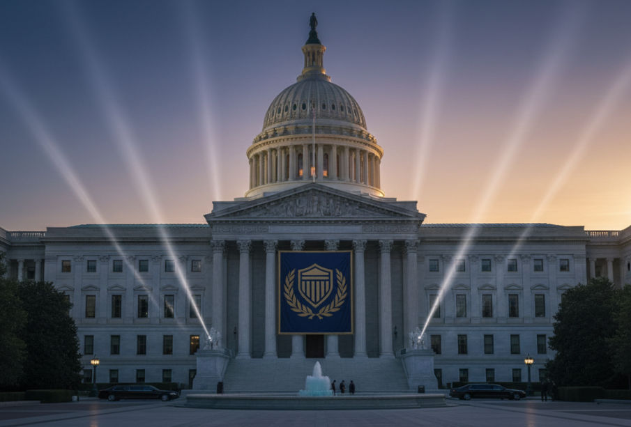 Trumpův banner na ministerstvu spravedlnosti vyvolává kontroverze