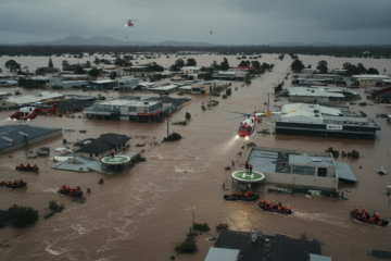 Krokodýli na fotbalovém hřišti a záchranné mise: Severní Austrálie čelí nejhorším povodním za dvacet let