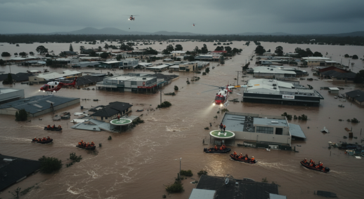 Krokodýli na fotbalovém hřišti a záchranné mise: Severní Austrálie čelí nejhorším povodním za dvacet let