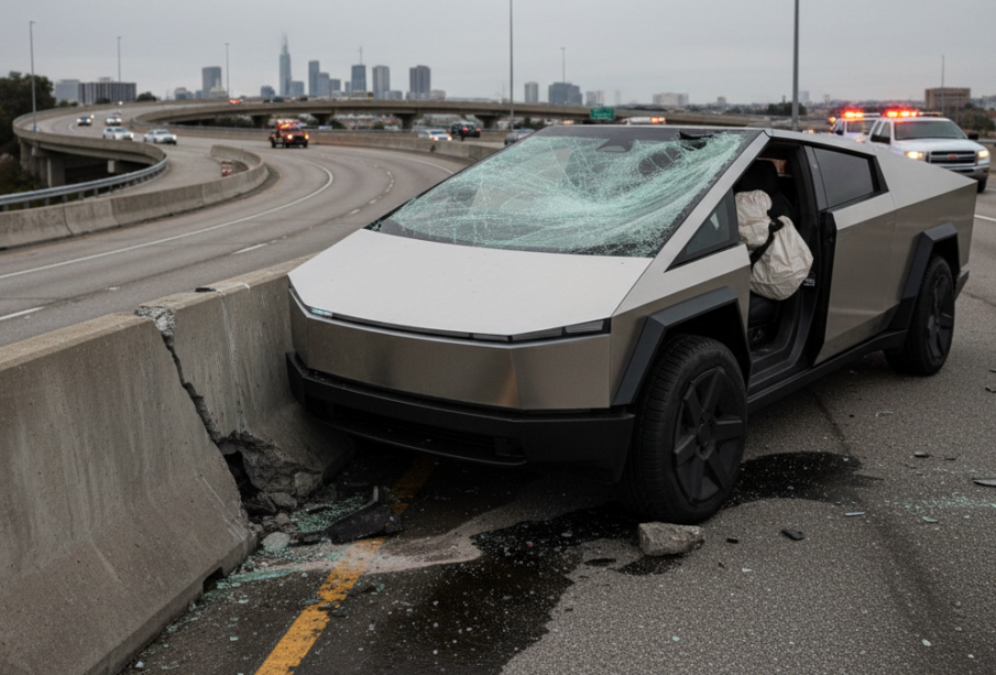 Cybertruck v Houstonu selhal na křižovatce: Matka s dítětem skončila v betonu místo na silnici