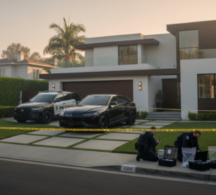 Krvavé ráno v Beverly Grove: Žena a pes mrtví, puška v luxusním Lamborghini