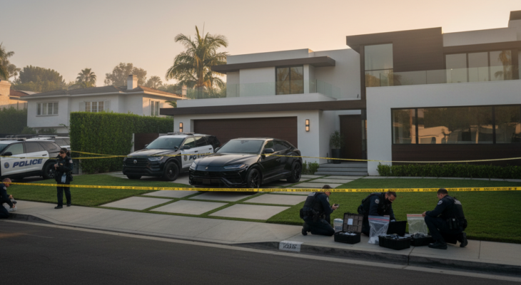 Krvavé ráno v Beverly Grove: Žena a pes mrtví, puška v luxusním Lamborghini